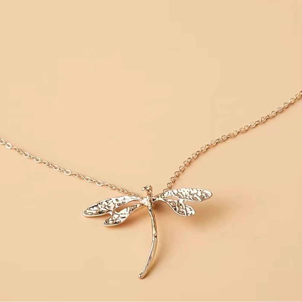 COPY - Golden Dragonfly Necklace - Picture 4 of 5